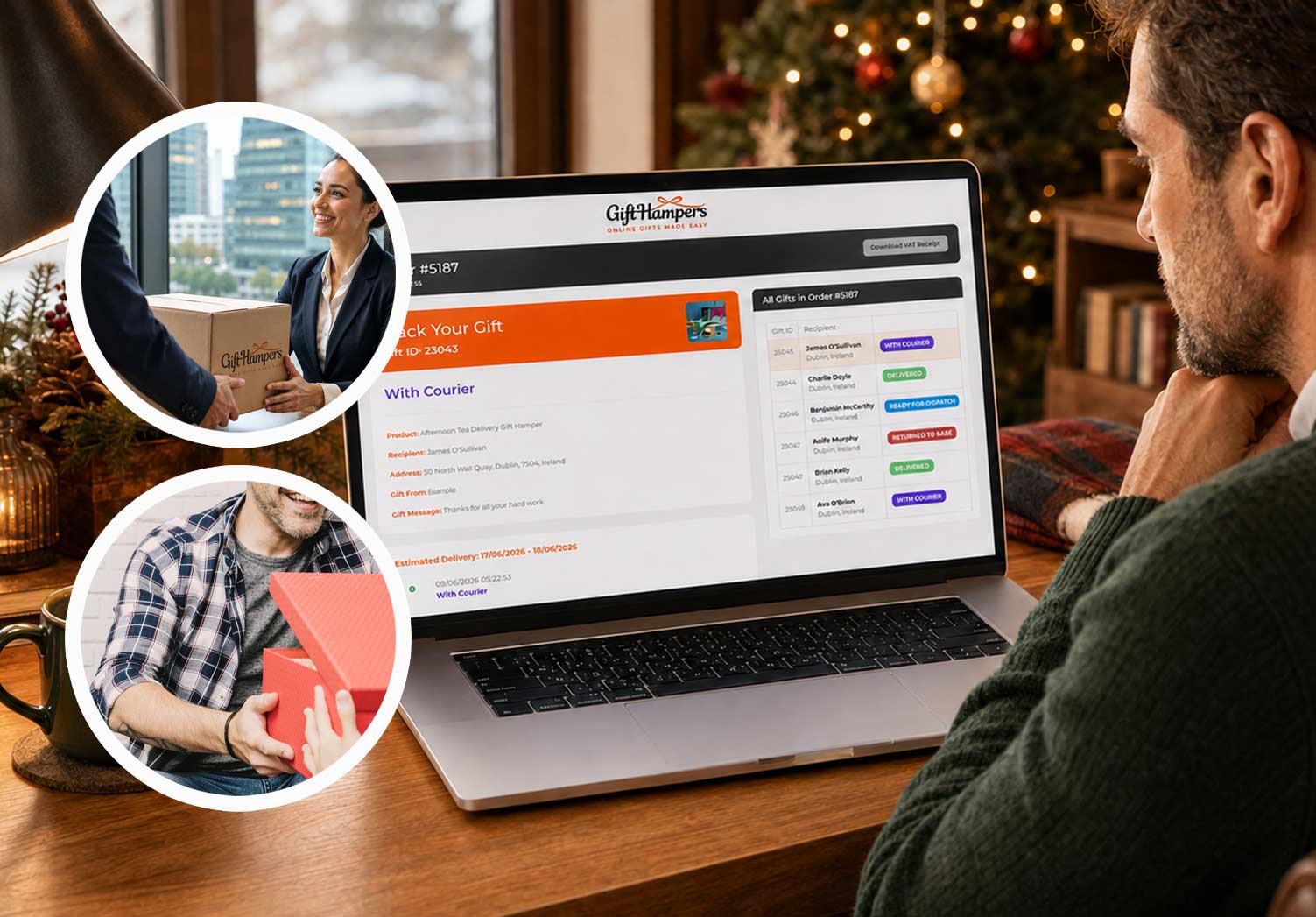 realtime tracking corporate gift hamper delivery in Denmark