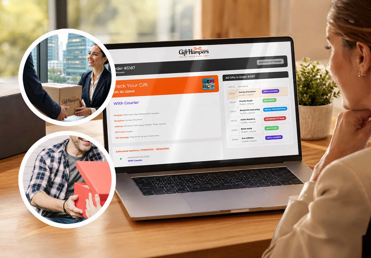 realtime tracking corporate gift hamper delivery in Denmark